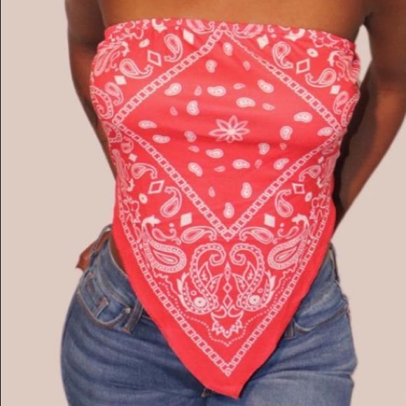 Tops - red bandana paisley top